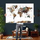 Watercolor World Map Canvas Print – Detailed Map of the