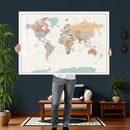 Pastel Colors World Map Wall Art Canvas Print by MyGreatCanvas | Canvas Wall Art Prints | Photo Prints & Wall Decor
