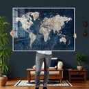 Large Blue World Map Wall Art Canvas Print for Home Office by MyGreatCanvas | Canvas Wall Art Prints | Photo Prints & Wall Decor