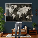 Vintage World Map Wall Art Canvas Print – Framed Large Map