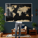 Beige World Map Canvas Wall Art Print, Minimal Black and by MyGreatCanvas | Canvas Wall Art Prints | Photo Prints & Wall Decor