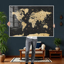 Vintage Blue and Brown World Map Canvas Wall Art – Framed by MyGreatCanvas | Canvas Wall Art Prints | Photo Prints & Wall Decor