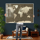 Vintage World Map Canvas Print – Framed Travel Map Wall Art