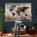 Black and White World Map Canvas Print – Framed Wall Art for by MyGreatCanvas | Canvas Wall Art Prints | Photo Prints & Wall Decor