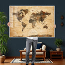 Navy Blue and Gold World Map Canvas Print – Framed Luxury by MyGreatCanvas | Canvas Wall Art Prints | Photo Prints & Wall Decor