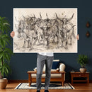 Abstract Cow Longhorn Wall Art Canvas Print for Cabin Decor by MyGreatCanvas | Canvas Wall Art Prints | Photo Prints & Wall Decor