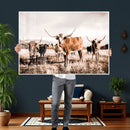 Texas Longhorn Cattle Wall Art Canvas Print, Sepia Western by MyGreatCanvas | Canvas Wall Art Prints | Photo Prints & Wall Decor