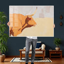 Minimal Longhorn Bull Wall Art Canvas Print, Neutral Western by MyGreatCanvas | Canvas Wall Art Prints | Photo Prints & Wall Decor