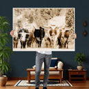 Western Longhorn Herd Wall Art Canvas Print, Sepia Texas by MyGreatCanvas | Canvas Wall Art Prints | Photo Prints & Wall Decor