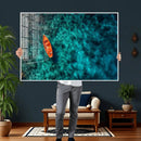 Turquoise Ocean Boat Wall Art Canvas Print by MyGreatCanvas | Canvas Wall Art Prints | Photo Prints & Wall Decor