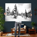 Black and White Snowy Pine Forest Wall Art Canvas Print, by MyGreatCanvas | Canvas Wall Art Prints | Photo Prints & Wall Decor