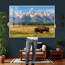 Bison in Mountain Landscape Wall Art Canvas Print – Western by MyGreatCanvas | Canvas Wall Art Prints | Photo Prints & Wall Decor