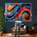 Geometric Abstract Wall Art Canvas Print, Orange Blue by MyGreatCanvas | Canvas Wall Art Prints | Photo Prints & Wall Decor