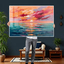 Bold Palette Knife Ocean Sunset Canvas — Orange Pink Teal by MyGreatCanvas | Canvas Wall Art Prints | Photo Prints & Wall Decor