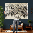 Cowboy Cattle Drive Canvas Wall Art, Western Longhorn Herd by MyGreatCanvas | Canvas Wall Art Prints | Photo Prints & Wall Decor