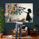 Banksy Butterfly Girl Wall Art Canvas Print, Framed Street by MyGreatCanvas | Canvas Wall Art Prints | Photo Prints & Wall Decor