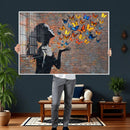 Urban Banksy Butterfly Girl Wall Art Canvas Print, Framed by MyGreatCanvas | Canvas Wall Art Prints | Photo Prints & Wall Decor