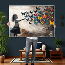 Banksy Butterfly Girl Wall Art Canvas Print, Framed Street by MyGreatCanvas | Canvas Wall Art Prints | Photo Prints & Wall Decor