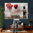 Girl Graffiti Wall Art Canvas Print, Red Balloon Heart by MyGreatCanvas | Canvas Wall Art Prints | Photo Prints & Wall Decor