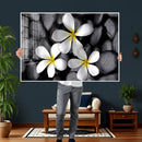 Plumeria Frangipani Black Stone Canvas | White Flower Spa by MyGreatCanvas | Canvas Wall Art Prints | Photo Prints & Wall Decor