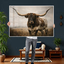 Longhorn Bull Wall Art Canvas Print, Western Farmhouse by MyGreatCanvas | Canvas Wall Art Prints | Photo Prints & Wall Decor