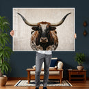 Texas Longhorn Canvas Wall Art Western Bull Desert Moody by MyGreatCanvas | Canvas Wall Art Prints | Photo Prints & Wall Decor