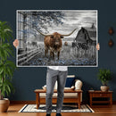 Texas Longhorn Canvas Wall Art, Rustic Farm Barn Bluebonnet by MyGreatCanvas | Canvas Wall Art Prints | Photo Prints & Wall Decor