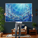 School of Fish Canvas Print | Blue Ocean Underwater Wall Art by MyGreatCanvas | Canvas Wall Art Prints | Photo Prints & Wall Decor