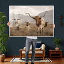 Rustic Texas Longhorn Cow Canvas Wall Art Print, Rustic Farm Animal Photography Print, Farmhouse Country Decor, Western Ranch Art by MyGreatCanvas | Canvas Wall Art Prints | Photo Prints & Wall Decor