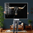Black Bull Wall Art – Majestic Longhorn Canvas Print with
