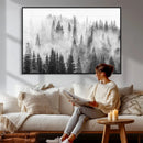 Forest Wall Art Print | Foggy Pine Forest Canvas Wall Art -