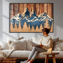 Rustic Wood Style Mountain Wall Art, Nature Forest Canvas
