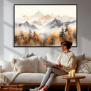 Abstract Mountain Wall Art | Misty Mountain Forest and