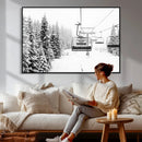 Ski Wall Art - Ski Lift Wall Art Canvas Print Snow Covered by MyGreatCanvas | Canvas Wall Art Prints | Photo Prints & Wall Decor