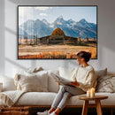 Vintage Old Barn Field Wall Art Canvas Print for Farmhouse