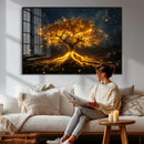 Golden Tree of Life Canvas Wall Art Print - Majestic Glowing by MyGreatCanvas | Canvas Wall Art Prints | Photo Prints & Wall Decor