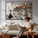 Banksy Butterfly Girl Wall Art – Modern Graffiti Canvas