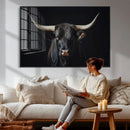 Majestic Longhorn Bull Wall Art Canvas Print – Dark by MyGreatCanvas | Canvas Wall Art Prints | Photo Prints & Wall Decor