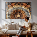 Tree Rings Wall Art Canvas Print – Rustic Wood Texture