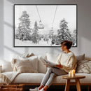 Snowy Ski Lift Wall Art – Framed Winter Forest Canvas by MyGreatCanvas | Canvas Wall Art Prints | Photo Prints & Wall Decor
