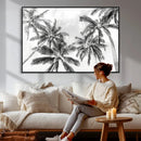 Black and White Palm Wall Art Canvas Print – Framed