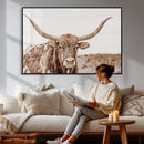Longhorn Cow Wall Art Canvas Print – Framed Texas Ranch