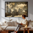 Large Framed Vintage World Map Wall Art Print for Home Wall by MyGreatCanvas | Canvas Wall Art Prints | Photo Prints & Wall Decor