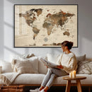Vintage World Map Wall Art Canvas Print for Living Room, by MyGreatCanvas | Canvas Wall Art Prints | Photo Prints & Wall Decor