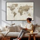 Detailed World Map Wall Art Canvas Print by MyGreatCanvas | Canvas Wall Art Prints | Photo Prints & Wall Decor