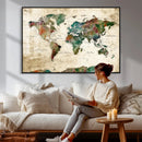 World Map Canvas Print – Framed Detailed Map of the World by MyGreatCanvas | Canvas Wall Art Prints | Photo Prints & Wall Decor