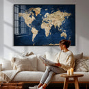 World Map Canvas Print – Framed Travel Map Wall Art for