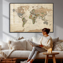 Framed World Map Wall Art for Home and Office Decor