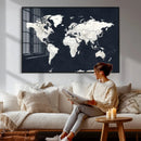 Black World Map Wall Art Canvas Print for Home Office and by MyGreatCanvas | Canvas Wall Art Prints | Photo Prints & Wall Decor