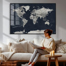 Colorful Watercolor World Map Canvas Print – Vibrant Framed